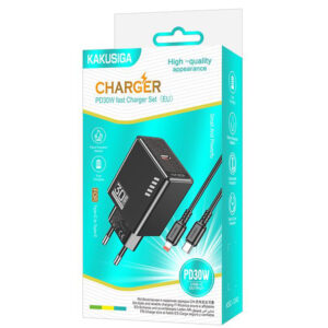 Kaku (KSC-1242) » Incarcator Retea + Cablu Lightning, 1m, PD30W, 3A, 1xUSB-C, FastCharge, BLACK