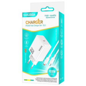 Kaku (KSC-1242) » Incarcator Retea + Cablu Lightning, 1m, PD30W, 3A, 1xUSB-C, FastCharge, WHITE