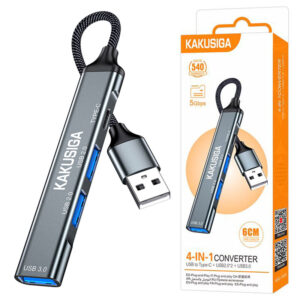 Kakusiga (KSC-1416) » Adaptor OTG Transfer, USB la USB-C / USB 3.0 / 2xUSB 2.0, 4in1, 60cm, GRAY