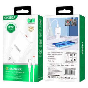 Kaku (KSC-1266) » Incarcator Retea + Cablu Lightning, 1m, PD25W, 1xUSB-C, FastCharge, WHITE
