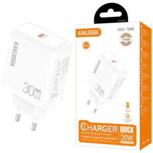 Kakusiga (KSC-1669) » Incarcator Retea, (PD30W) 5V, 1xUSB, Fast, WHITE