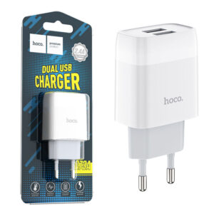 Hoco (C73A) - Incarcator Retea, 18W, 2xUSB-A, QC 3.0, White