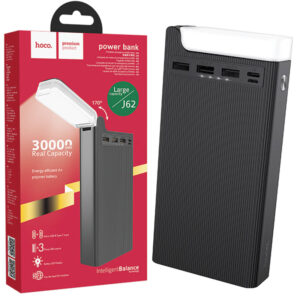 Hoco (J62) - Baterie Externa, 3xUSB-A, Wireless Charging, lampa LED, 30.000 MAh, Black