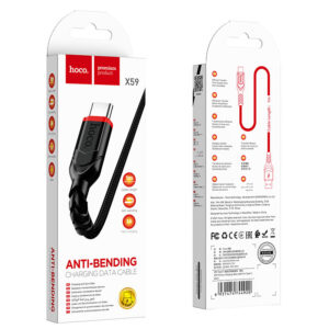 Hoco (X59) - Cablu Date si Incarcare, USB-A la USB-C, 3A, Braided, 1m, Black