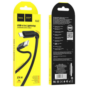 Hoco (X62) - Cablu Date si Incarcare, USB-A la Lightning, 18W, 2.4A, 1m, Black