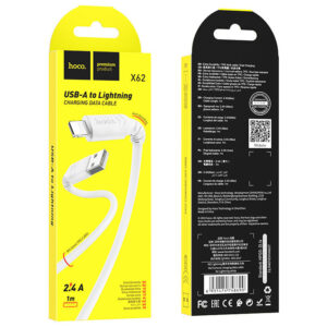 Hoco (X62) - Cablu Date si Incarcare, USB-A la Lightning, 18W, 2.4A, 1m, White