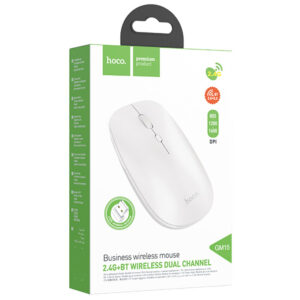 Hoco (GM15) - Mouse Dual, BT 5.0/ Wireless 2.4G, 1.600 DPI, 4D Button, Art, White