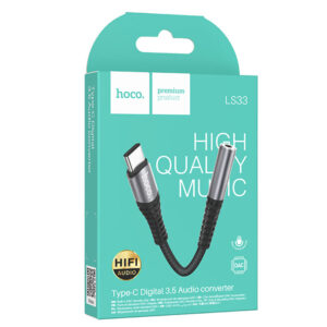 Hoco (LS33) - Cablu Audio, USB-C la Jack 3.5mm (F) - 12cm, Black