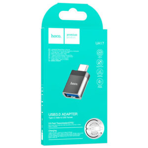 Hoco (UA17) - Adaptor OTG Transfer, USB-A la USB-C, Black