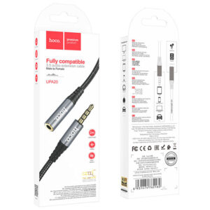 Hoco (UPA20) - Cablu Audio, Jack 3.5mm (M) - la Jack 3.5mm (F) - 2m, Black