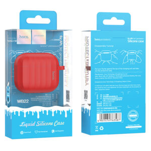 Hoco (WB22) - Husa silicon pentru carcasa AirPods 3, cu carabina si fir casti, Red