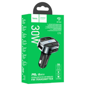 Hoco (E70) - Modulator FM | BT, 30W, 1xUSB-C, 1xUSB-A, PD, QC 3.0,
