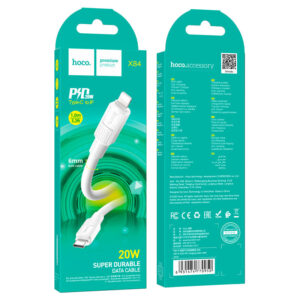 Hoco (X84) - Cablu Date si Incarcare, USB-C la Lightning, PD20W, QC3.0, 1m, White