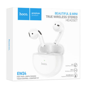 Hoco (EW24) - Casti Wireless, Ear Buds, BT 5.3, 180h StandBy, 200mAh, Assist, White