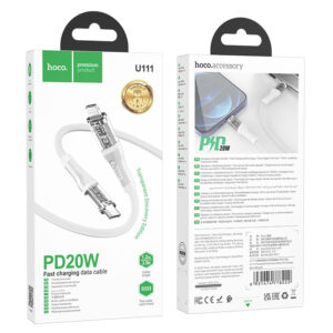 Hoco (U111) - Cablu Date si Incarcare, USB-C la Lightning, PD20W, QC3.0, 1m, Gray