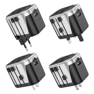 Hoco (AC5) » Convertor Priza, 2xUSB-A, Adaptor Universal, EU/UK/US/AUS, Black