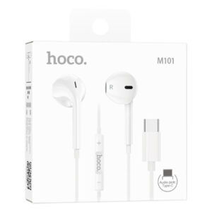 Hoco (M101) - Casti cu Fir, In Ear, USB-C, 1.2m, Mic & Volume Key, HiFi, White