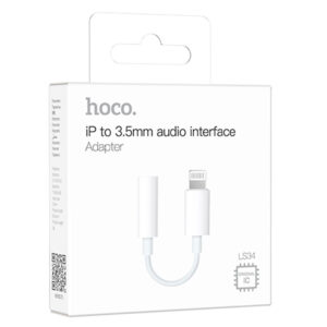 Hoco (LS34) - Cablu Audio, Lightning la Jack 3.5mm (F) - 8cm, White