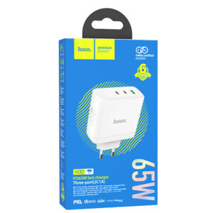 Hoco (N30) - Incarcator Retea, GaN, 65W, 2xUSB-C, 1xUSB-A, PD, QC 3.0, White