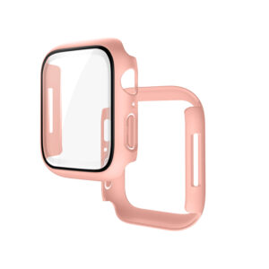 Hoco (WS4) - Rama protectie cu folie integrata, iWatch Series 7/8, PC, (45mm) - Pink