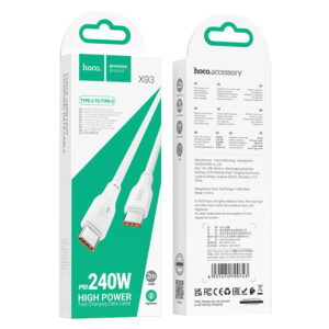 Hoco (X93) - Cablu Date si Incarcare, USB-C, PD60W, QC3.0, 2m, White