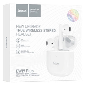 Hoco (EW19 Plus) - Casti Wireless, Ear Buds, BT 5.3, 180h StandBy, 300mAh, Delighted, White