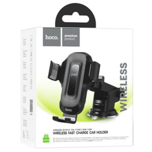 Hoco (HW3) - Suport Auto cu incarcare Wireless, 15, cu cleme laterale, montaj Bord, AutoGravity, brat ajustabil, Black