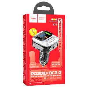 Hoco (E75) - Modulator FM | BT, 30W, 1xUSB-C, 1xUSB-A, PD, QC 3.0, Black