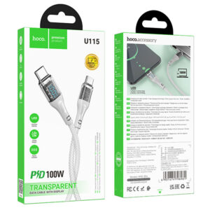 Hoco (U115) - Cablu Date si Incarcare, USB-C, PD100W, QC3.0, 1m, Gray