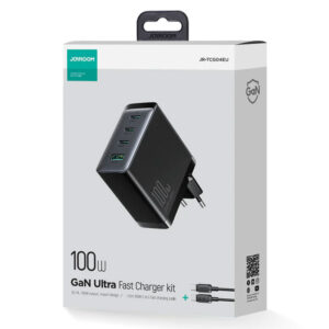 Joyroom (JR-TCG04EU) - Incarcator Retea + Cablu USB-C, Gan, 100W, 5V, 3xUSB-C, 1xUSB-A, PD, QC 3.0, Black