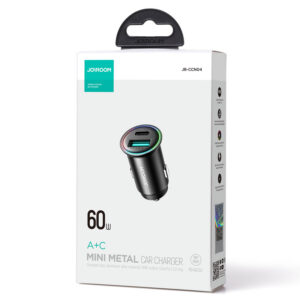 Joyroom (JR-CCN04) - Incarcator Auto, Mini, 60W, 1xUSB-A, 1xUSB-A, Metall, Black