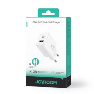Joyroom (JR-TCF05) - Incarcator Retea + Cablu USB-C, 20W, 1xUSB-C, 1xUSB-A, PD, QC 3.0, White