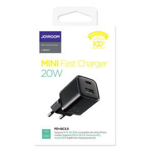 Joyroom (L-QP207) - Incarcator Retea, 20W, 1xUSB-C, 1xUSB-A, PD, QC 3.0, Black