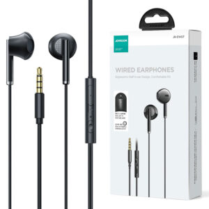 Joyroom (JR-EW07) - Casti cu Fir, In Ear, 3.5mm, 1.2m, Mic & Volume Key, HiFi + Husa, Black