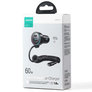 Joyroom (JR-CL07) » Incarcator Auto Cu Fir, PD55W, 1xUSB-C, 1xUSB, BLACK