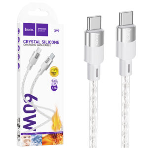 Hoco (X99) » Cablu Date si Incarcare, USB-C, PD60W, QC3.0, 3A, Crystal, 1m, GRAY