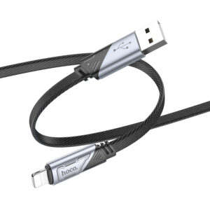 Hoco (U119) - Cablu Date si Incarcare, USB-A la Lightning, 2.4A, Flat, 1.2m, Black