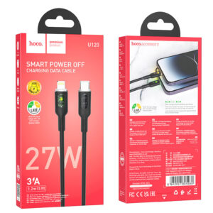 Hoco (U120) - Cablu Date si Incarcare, USB-C, PD27W, QC3.0, 5A, LED Power, 1.2m, Black