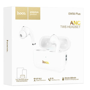 Hoco (EW56 Plus) - Casti Wireless, Ear Buds, BT 5.3, 150h StandBy, 300mAh, ENC Noise, Generoso, White