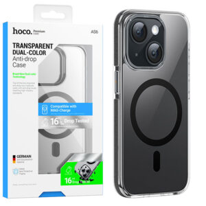 Husa Hoco (AS6) » iPhone 15 Plus - MagSafe, GripEdge, Clear / Black