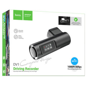 Hoco (DV1) - Mini camera de bord, inregistrare video, LCD TFT, acumulator 200mAh, cablu 3.5m, TF Card, Multilanguage, Black