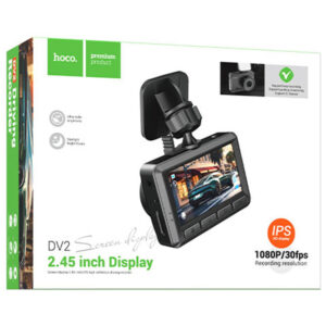 Hoco (DV2) - Camera de bord, LCD HD 2.45", acumulator 200mAh, cablu Back 5.5m, TF Card, Multilanguage, Black