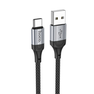 Hoco (X102) - Cablu Date si Incarcare, USB-A la USB-C, 3A, Braided, 1m, Black