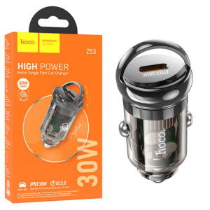Hoco (Z53) - Incarcator Auto, 30W, 1xUSB-C, PD, Ring-Pull, Black