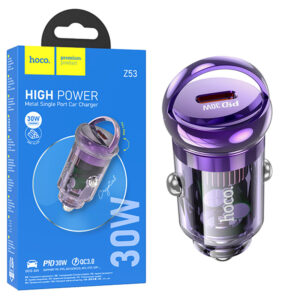 Hoco (Z53) - Incarcator Auto, 30W, 1xUSB-C, PD, Ring-Pull, Purple