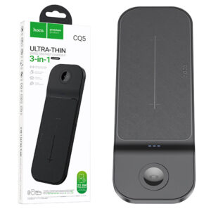 Hoco (CQ5) - Statie Incarcare Wireless, Magsafe, 22.5W, 5V, 3A, Qi Charging, AP Series, 3 in 1, Black