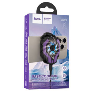 Hoco (GM26) - Cooler pentru spate telefon mobil, 3 trepte de viteza, LED Temperatura, Ambitious, Black/Purple
