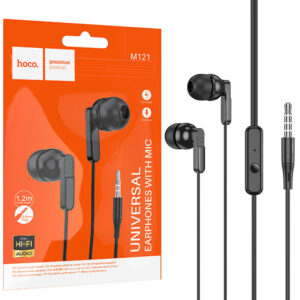 Hoco (M121) - Casti cu Fir, In Ear, 3.5mm, 1.2m, Mic & Volume Key, HiFi, Black