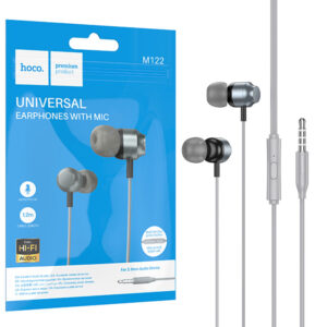 Hoco (M122) - Casti cu Fir, In Ear, 3.5mm, 1.2m, Mic & Volume Key, HiFi, Gray