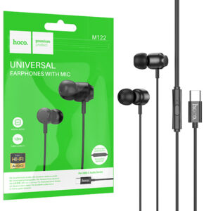 Hoco (M122) - Casti cu Fir, In Ear, USB-C, 1.2m, Mic & Volume Key, HiFi, Black